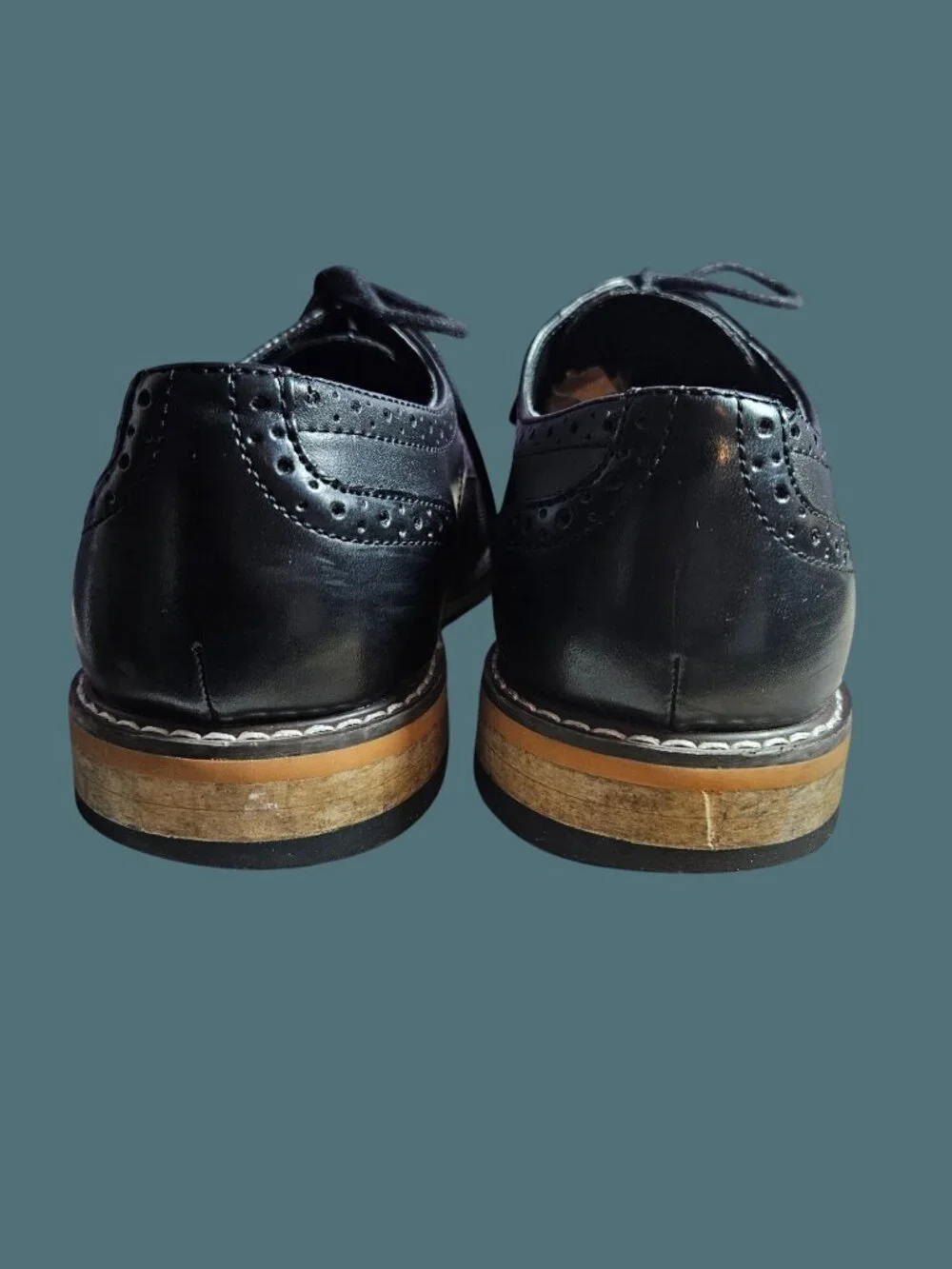 Bar III Black Leather Parker Cap Toe Dress Oxford Brogues Shoe Men 8.5M